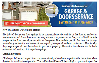 How to Maintain Garage Door Springs in Methuen